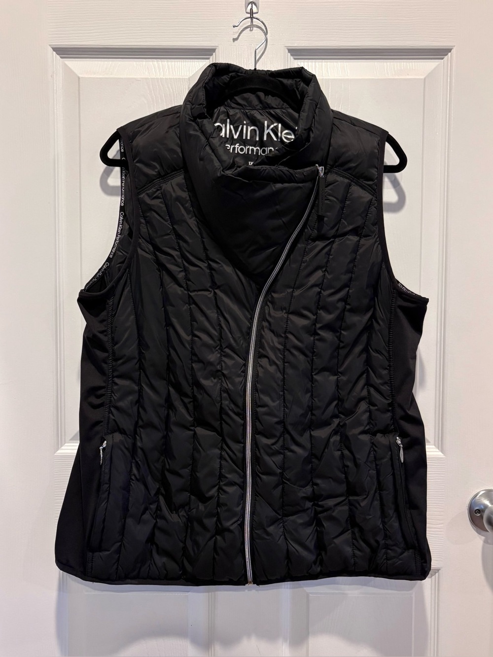 Calvin Klein Performance Puffer Vest Black Asymmetric Zip Pockets Size 1X
